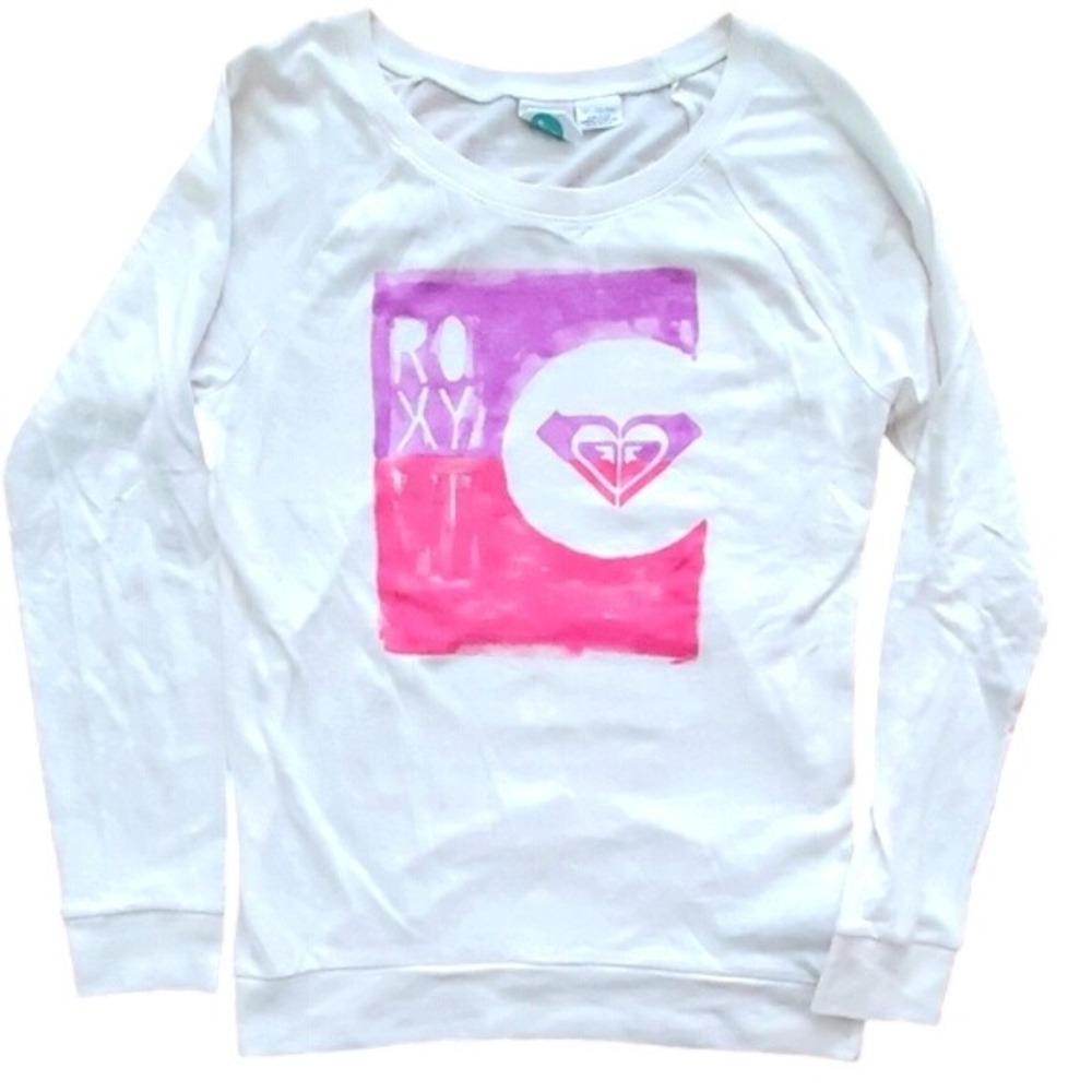 ROXY Girl Long Sleeve Logo White Shirt Size XL‎ (16)